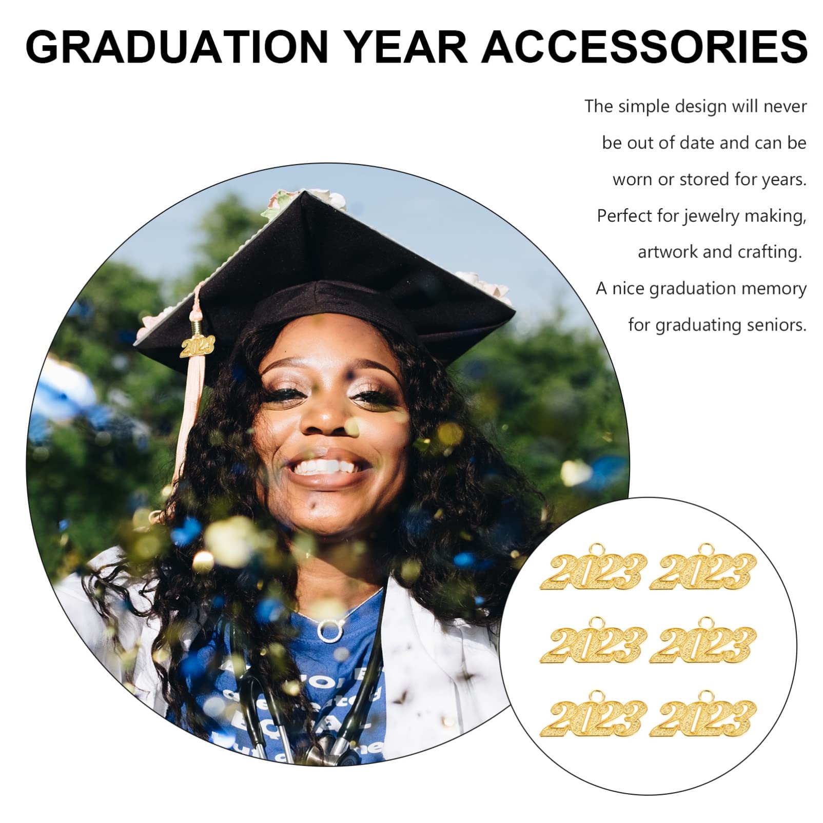 2023 Graduation Charms - 6pcs DIY Signet Year Pendants for Necklace, Earrings & Keychain - Bulk Jewelry Accessories for Graduation Tassels & Gifts (Perfect for Class of 2023 Celebrations, Senior Year Keepsakes & Graduation Party Favors)