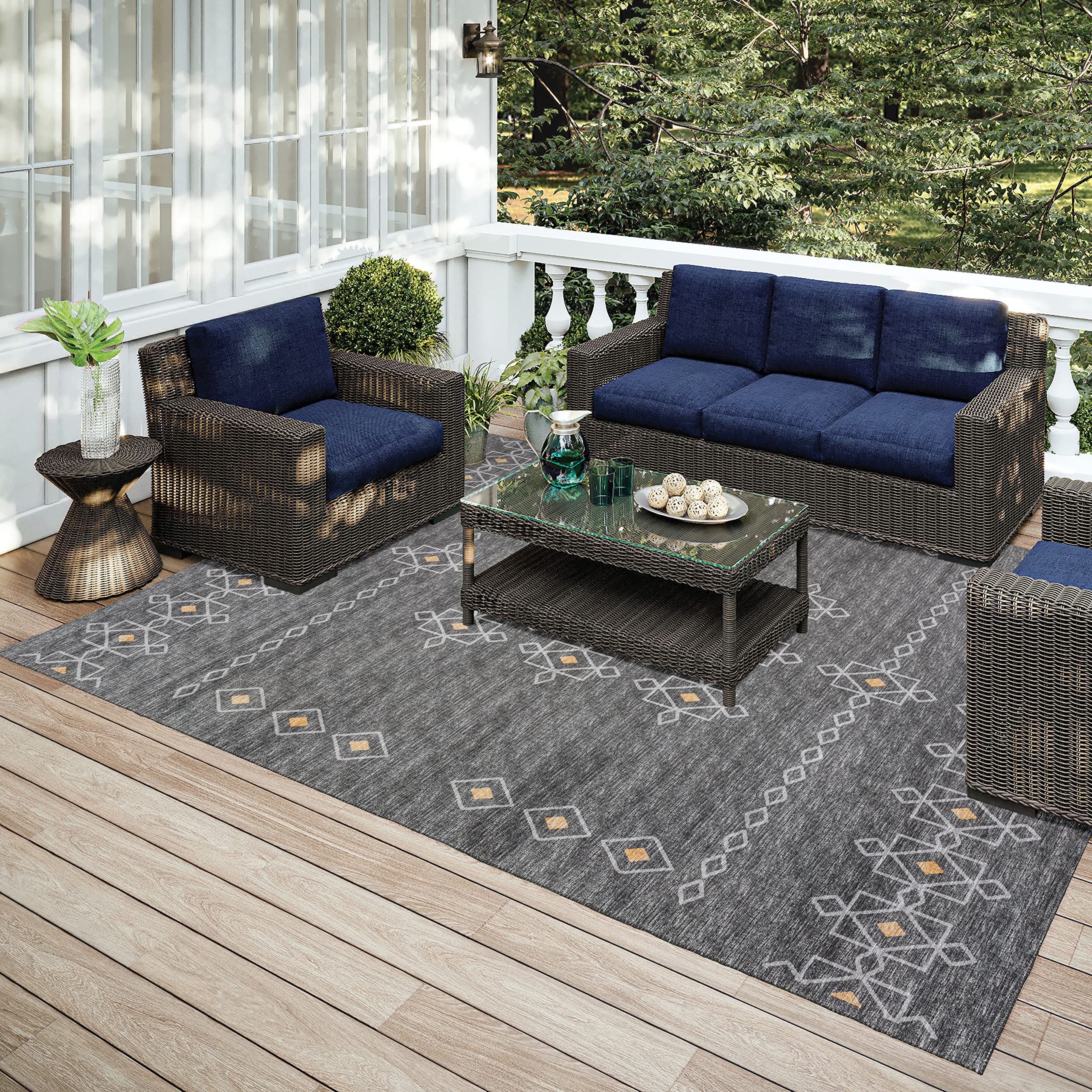 Addison Rugs Yuma AYU33 Gray 9' x 12' Area Rug - Soft Modern Living Room Carpet for Home Decor, Bedroom, Office | Durable & Stylish Floor Covering