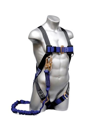 Fall Safety Kit - OSHA Compliant Safety Harness with Steel D-Ring & 5-6ft Shock Absorbing Lanyard for Construction Work | Roofing, Window Cleaning & Industrial Fall Protection