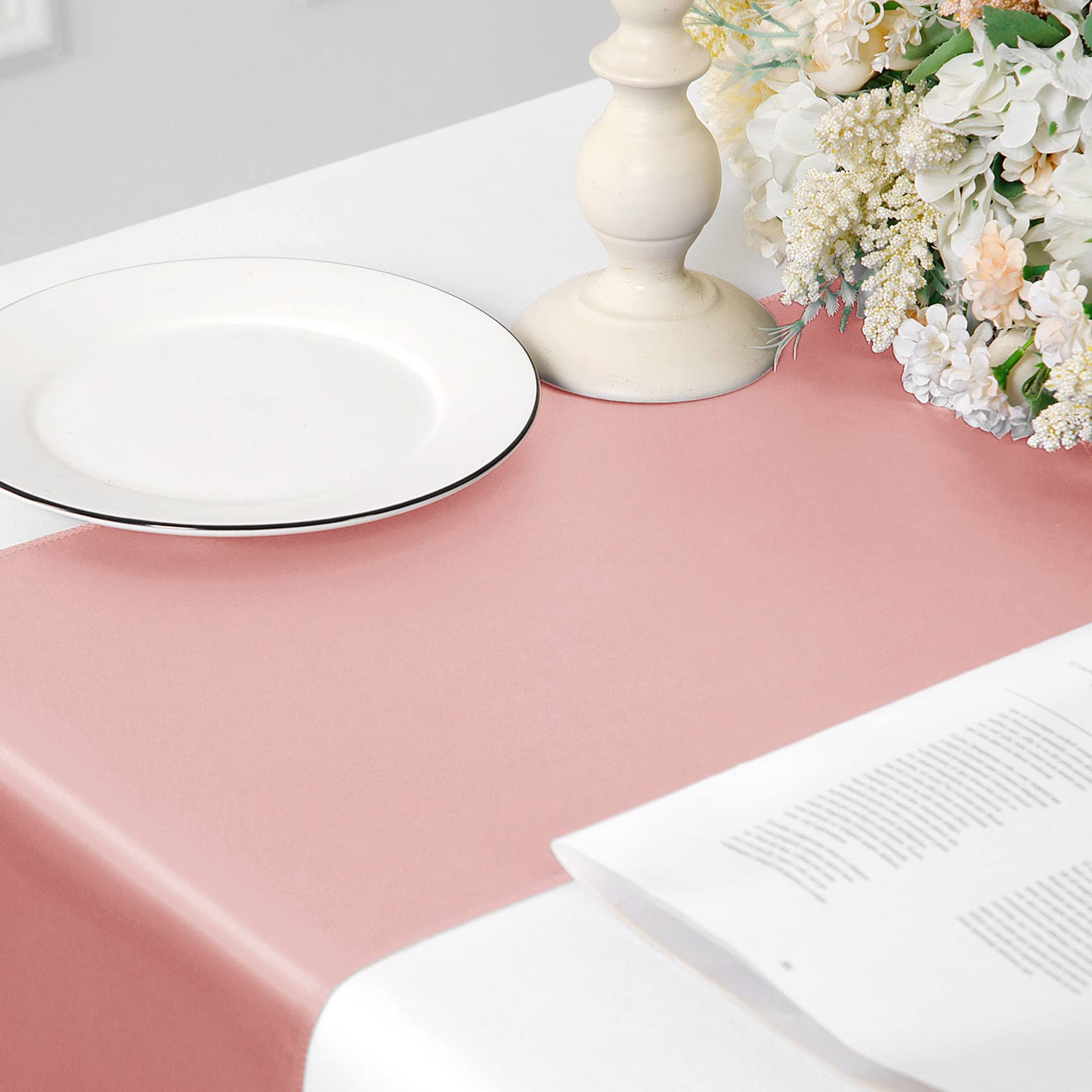 5-Pack Rose Gold Satin Table Runner 12x108 Inch - Elegant Wedding Table Decor, Birthday Party, Banquet & Graduation Tablecloth - Premium Long Table Runners for Special Events & Formal Occasions