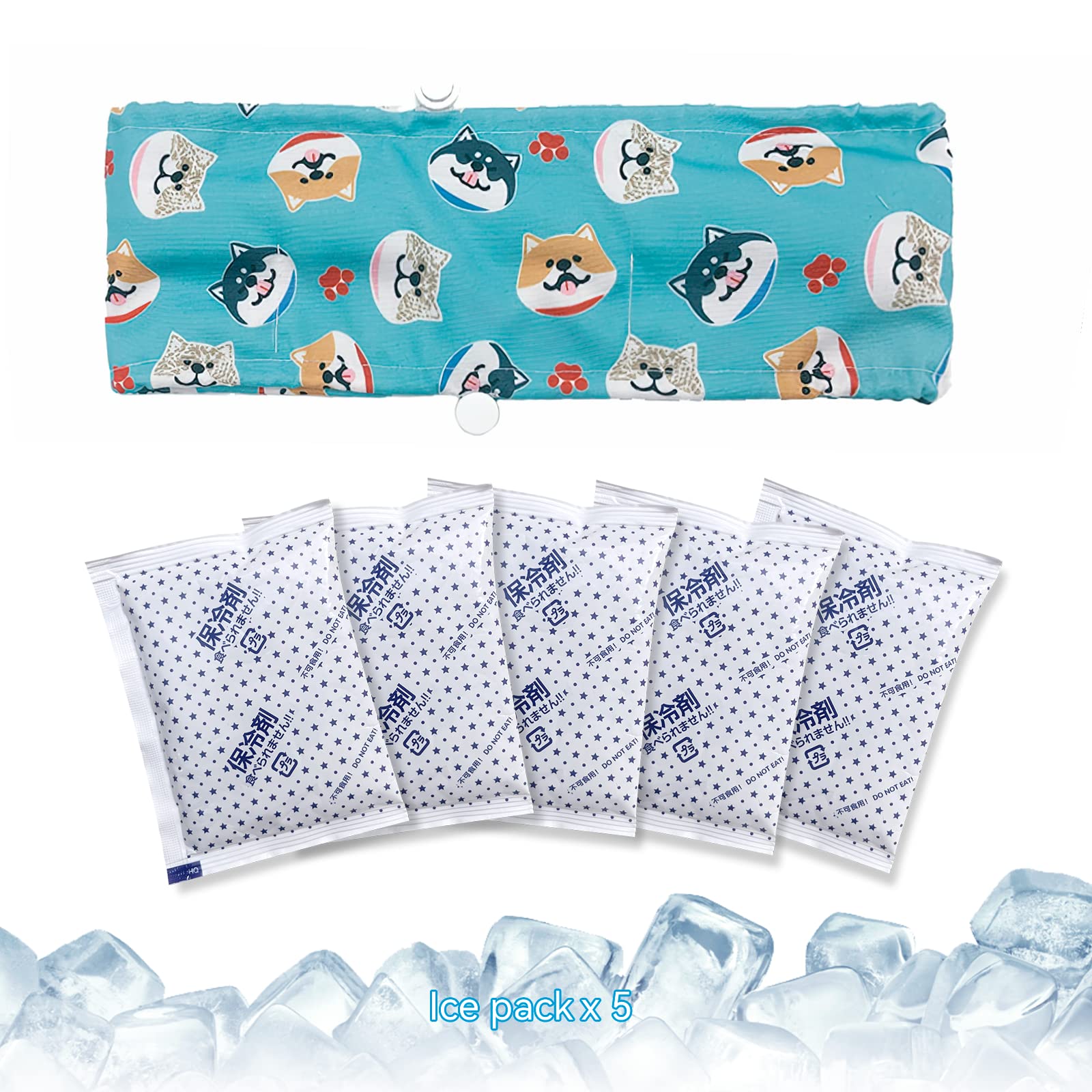 KUDES Cooling Dog Bandana Collar with Reusable Ice Packs - Adjustable Pet Neck Cooler Wrap for Small Medium Large Dogs & Cats - Summer Heat Relief Accessory (Blue, Medium) - Perfect for Outdoor Walks, Beach Trips & Hot Weather Playtime