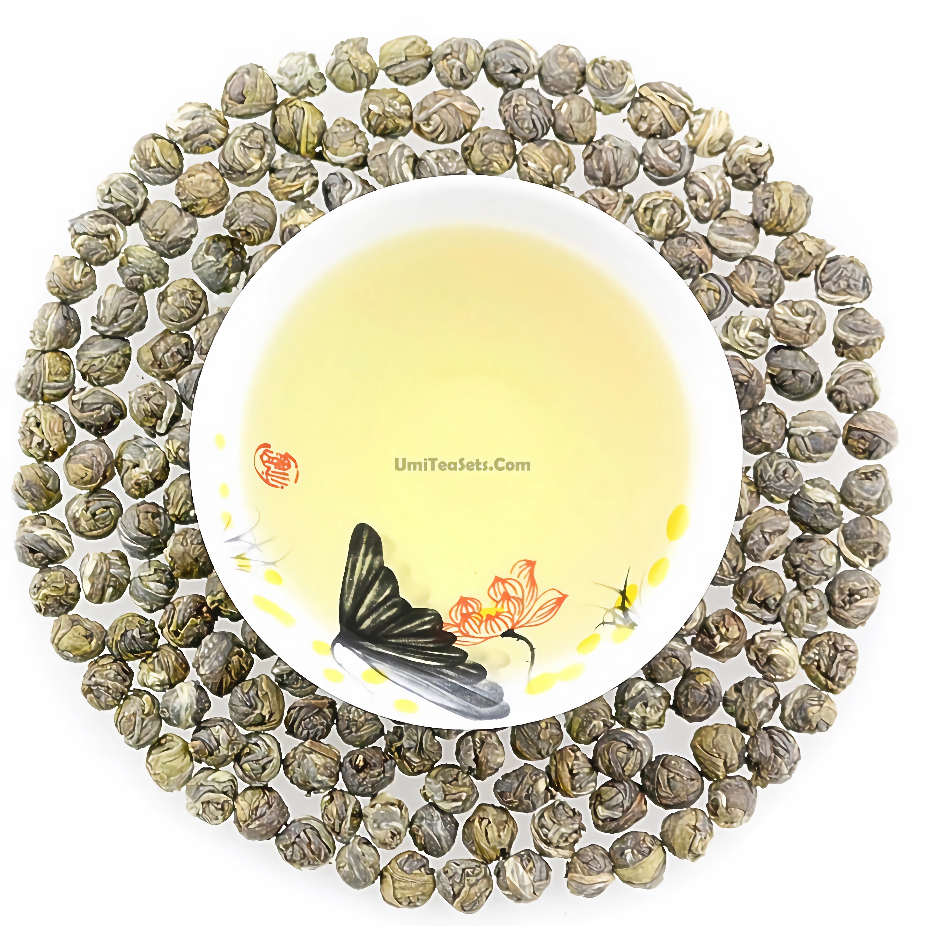 Premium Dragon Pearl Jasmine Green Tea Loose Leaf - Floral & Refreshing Taste - Organic & Hand-Rolled - Perfect for Relaxation, Meditation & Afternoon Tea Time