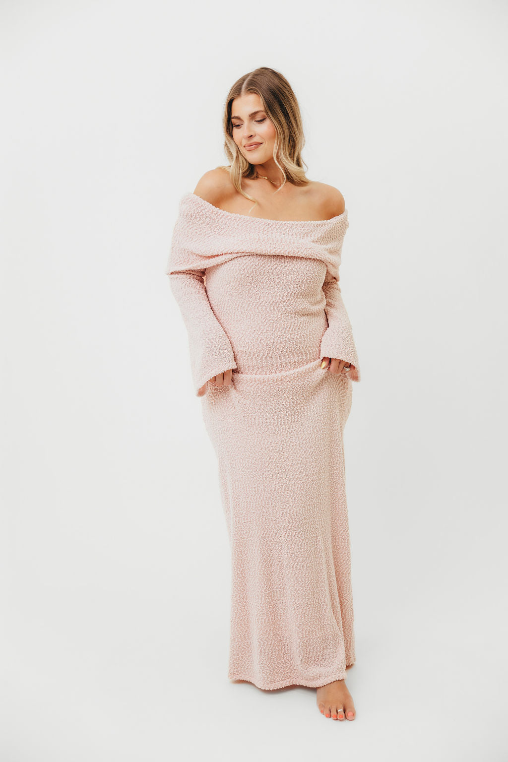 Nora Knit Maxi Dress in Dusty Pink - Bump Friendly Maternity Dress for Women | Comfortable Stretchy Long Dress for Pregnancy, Nursing & Everyday Wear | Perfect for Casual Outings, Baby Showers & Special Occasions
