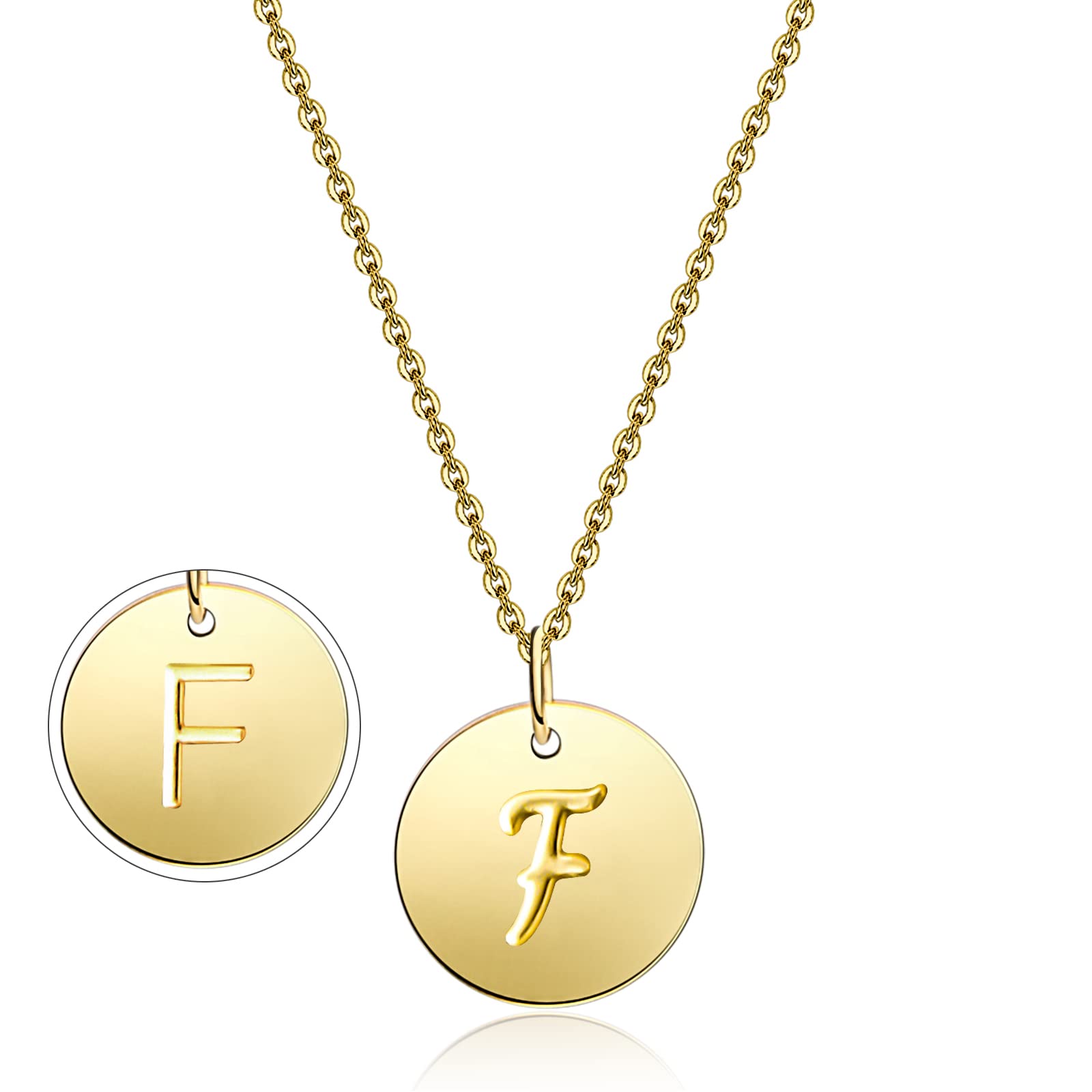 VILLGARI Gold-Plated Initial Necklace - Round Disc Name Pendant with 26 Letter Options, Handmade Dainty Jewelry for Women & Girls | Perfect for Birthdays, Anniversaries & Personalized Gifts