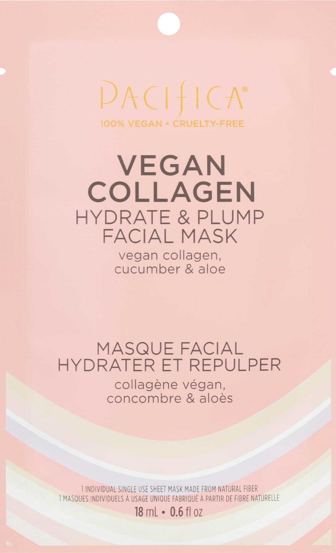Pacifica Vegan Collagen Sheet Face Mask - Hydrating & Plumping with Cucumber & Aloe - Moisturizing Mask for Dry & Aging Skin - Clean Beauty, Cruelty-Free & Dermatologist Tested - Perfect for Spa Nights & Self-Care Routines