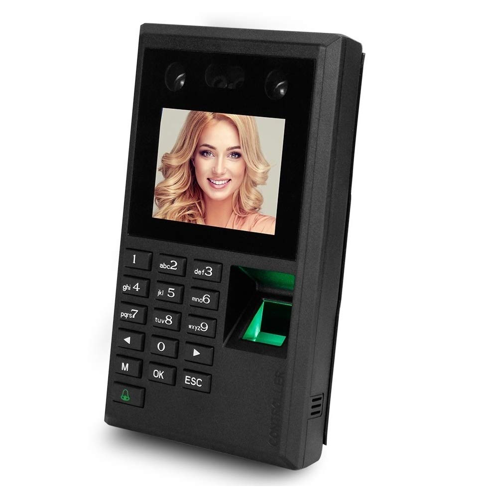 Biometric Time Clock with Facial Recognition & Fingerprint Scanner - 2.8-inch Touch Screen, Password Protection, USB/DC12V Power - Ideal for Small Business Employee Attendance Tracking (Office, Retail, Restaurant Use)