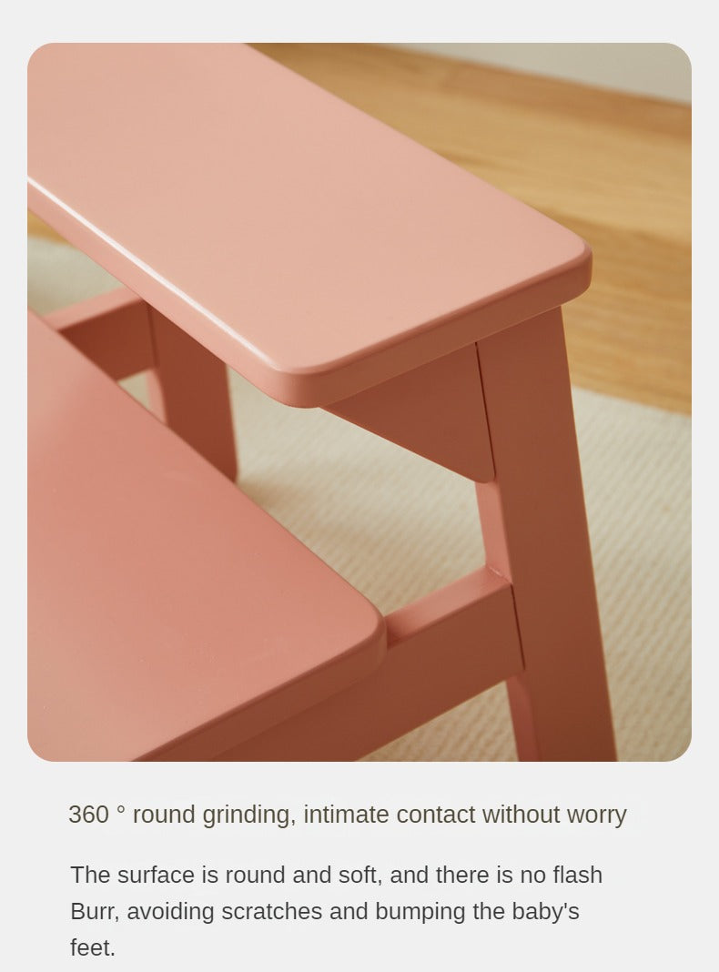 Birch Solid Wood Kids Multifunctional Low Foot Stool - Durable Step Stool for Bathroom, Kitchen, and Playroom - Perfect for Toddlers and Children