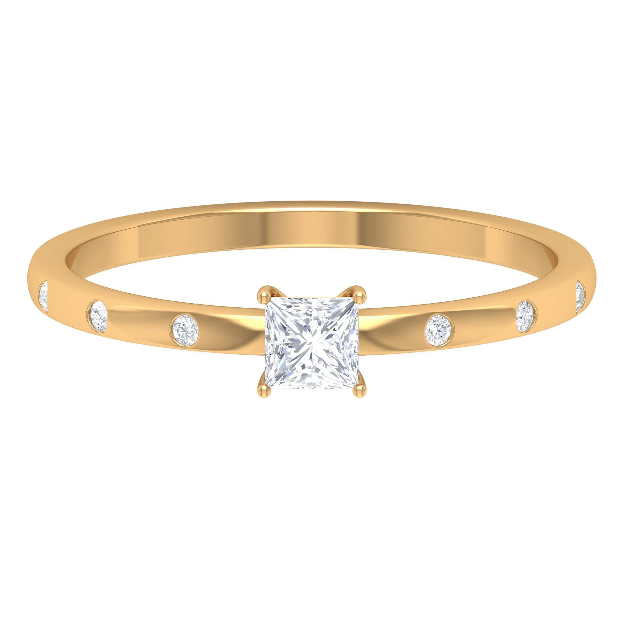 1/4 CT Natural Diamond Promise Ring for Women - 14K Solid Gold Solitaire April Birthstone Ring - Perfect for Engagements, Anniversaries & Special Occasions