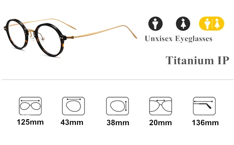 Aimee Women's Full Rim Small Round Titanium Acetate Eyeglasses Frame 12543 - Lightweight & Durable Glasses for Work, Reading & Fashion Accessories