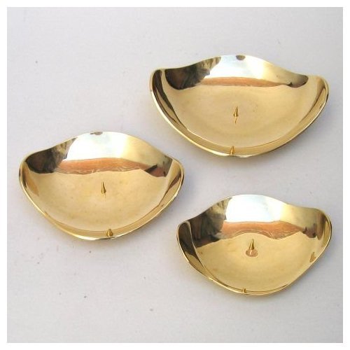 Set of 3 Elegant Solid Brass Pillar Candle Holders - 5.5