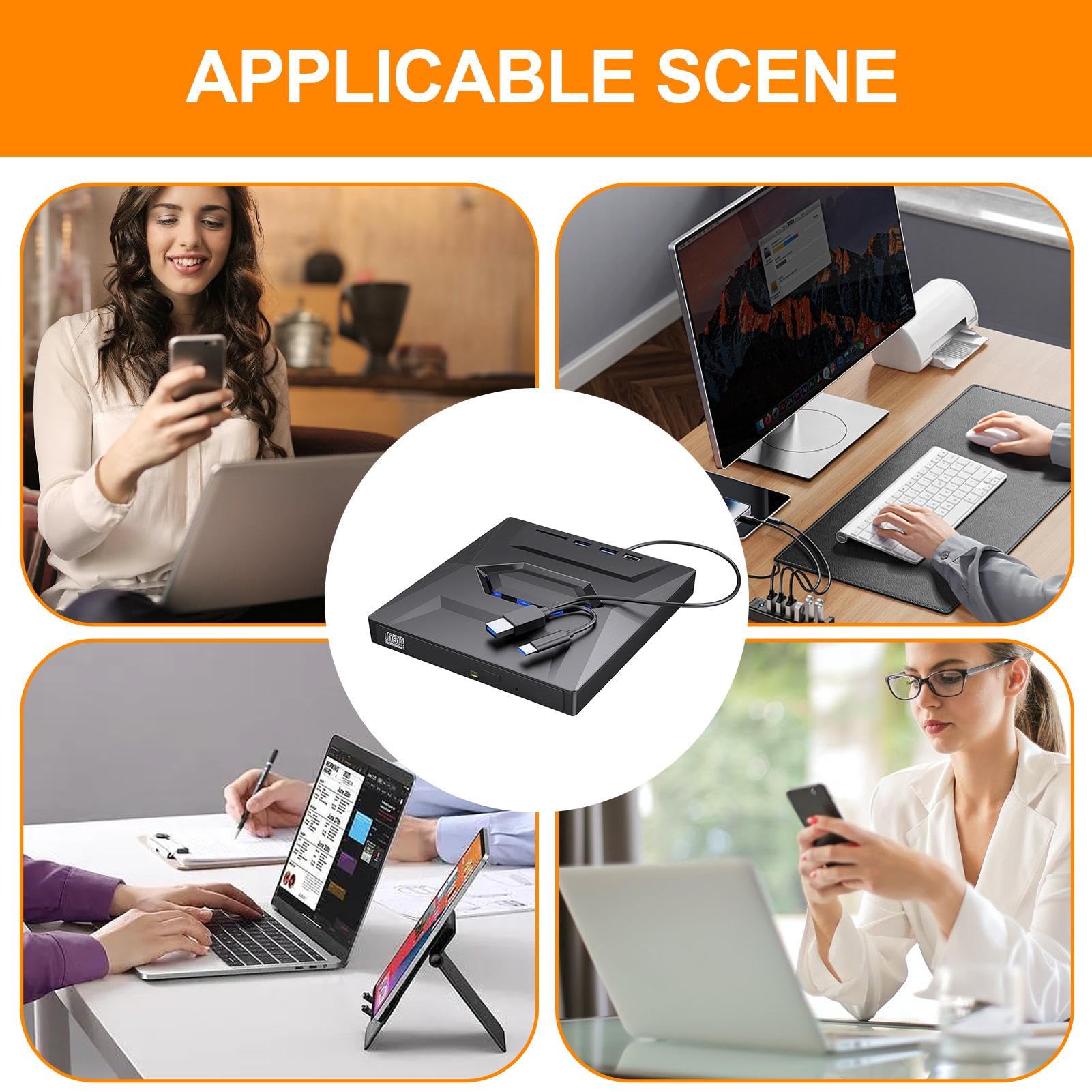 Visiblurry USB-C External Disk Drive for Laptop & Desktop | High-Speed Portable Disk Reader/Writer with Fast Data Transfer | Ideal for Work, Gaming, and Media Playback