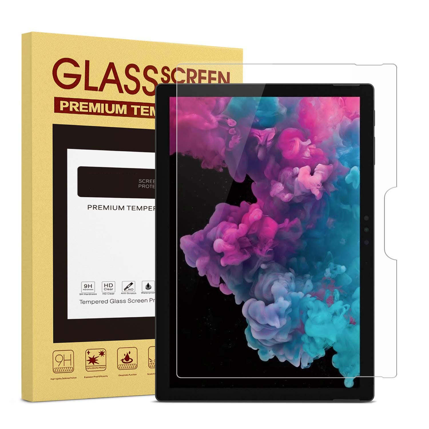 Premium Tempered Glass Screen Protector for Microsoft Surface Pro 7/6/5/4/3/X - 9H Hardness, HD Clear, Anti-Scratch, Bubble-Free - Perfect for Work, Study & Entertainment