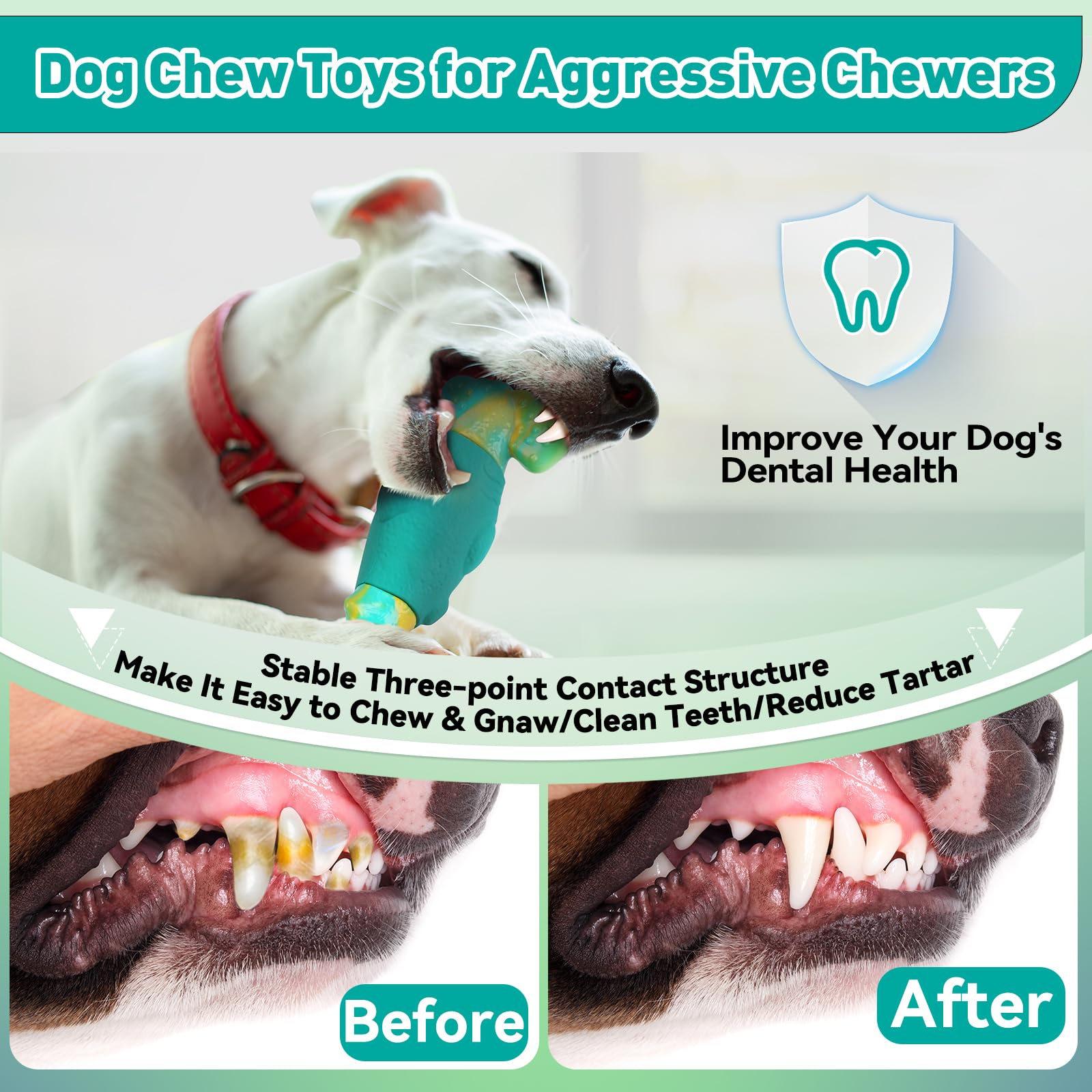 Durable Indestructible Dog Chew Toys for Aggressive Chewers - Tough Interactive Squeaky Toys for Large & Medium Breed Dogs - Green - Perfect for Playtime, Training & Anxiety Relief