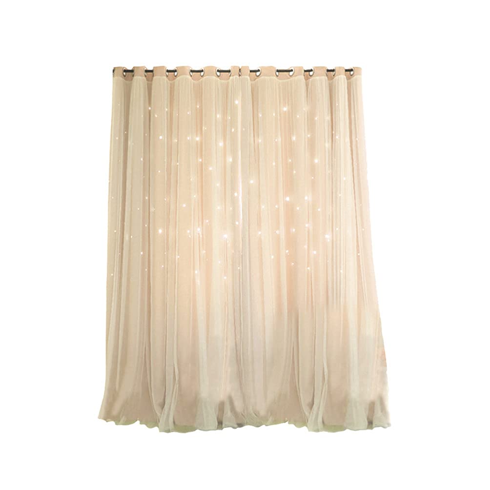 FOMIYES Blackout Window Curtains - 1PC Room Darkening Polyester Drapes with Grommet Top, Embroidery Sheer Design for Home Decor, Baby Nursery & Bedroom | Stylish & Functional Light Blocking Window Treatment