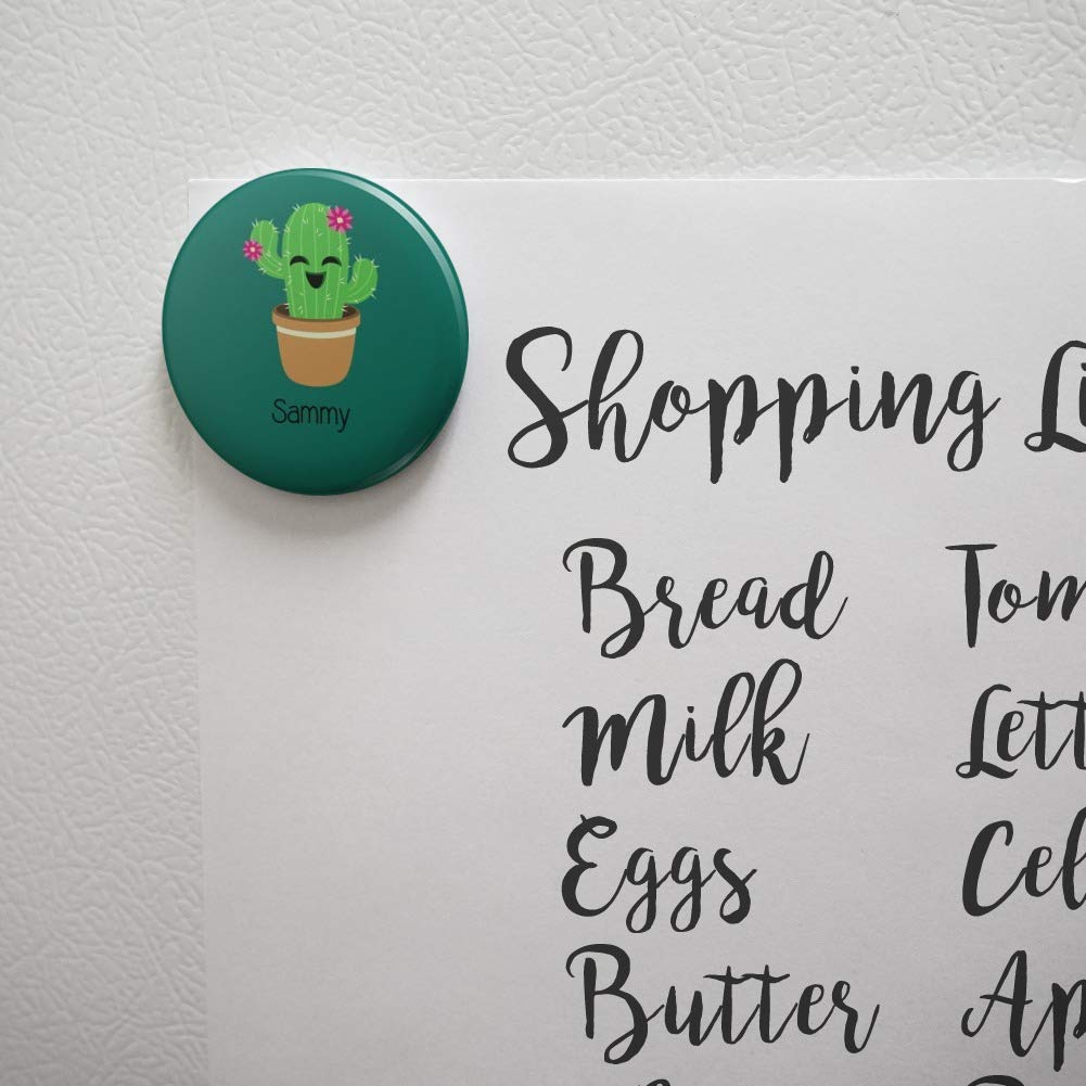 Custom Cute Cactus in Pot - Personalized 1 Line Kitchen Fridge Magnet - Perfect for Refrigerator, Locker & Office Decor