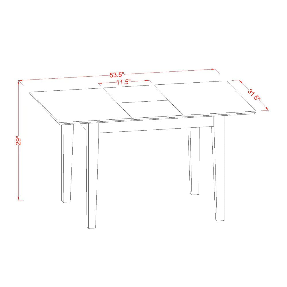 East West Furniture NODU3-BLK-W 3-Piece Black Dining Room Table Set with Butterfly Leaf Extension - 32x54 Inch Rectangle Kitchen Table & 2 Matching Chairs | Perfect for Small Spaces, Breakfast Nooks & Compact Apartments