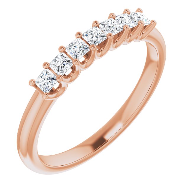 0.42 Carat Princess Cut Diamond Wedding Band - 7 Stone Anniversary Ring for Women - Elegant Bridal Jewelry Gift for Wife, Fiancee, Girlfriend - Perfect for Engagement, Proposal, Valentine's Day & Special Occasions