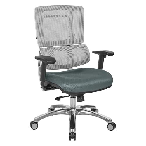 Polished Aluminum Base and Grey Mesh Seat