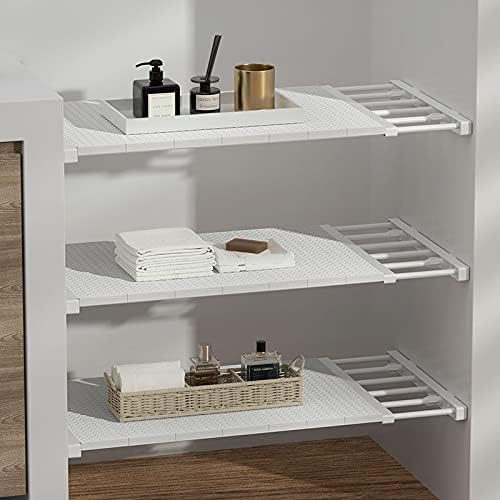 Wall Mounted Adjustable Closet Organizer Shelf - White Space Saving Storage Rack for Kitchen, Wardrobe & Cabinet (28.74-47.24 Inch Length, 13.77 Inch Width) - Perfect for Bedroom, Bathroom & Garage Organization