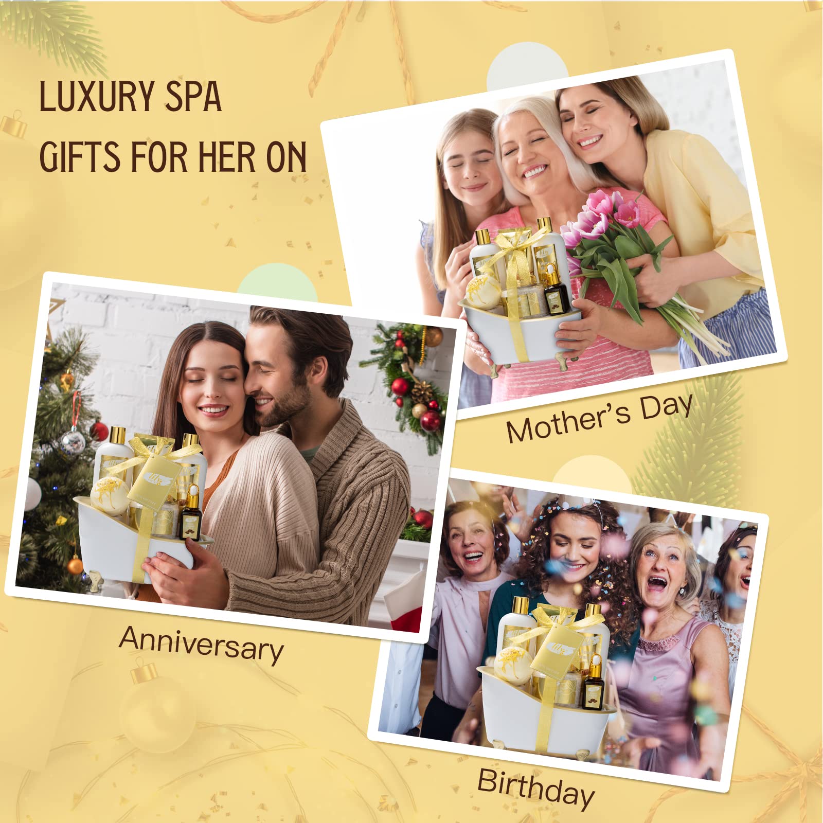 Luxury Spa Gift Set for Women - Bath & Body Care Kit with Essential Oils, Bath Bombs & Moisturizers - Perfect Valentine's Day, Mother's Day, Birthday & Christmas Gifts - Relaxing Home Spa Experience for Self-Care & Pampering