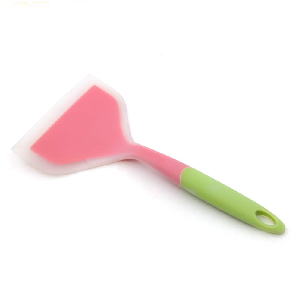 10-Inch Silicone Omelette Spatula - Heat-Resistant Nonstick Turner for Pancakes, Eggs, Crepes, Brownies, Pizza & Fish - Durable Wide Kitchen Tool for Flipping & Serving (Pink) - Perfect for Breakfast, Baking & Cooking at Home