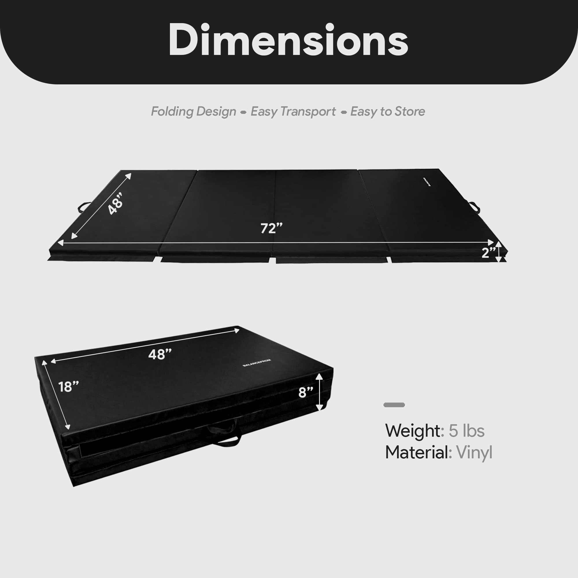 BalanceFrom Foldable Gymnastics Mat - 4'x8'x2