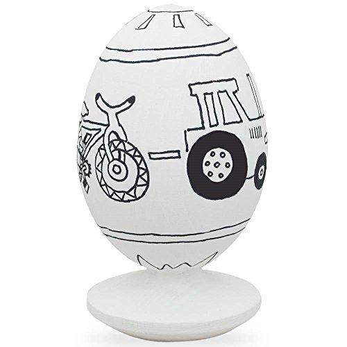 Unfinished Wooden Egg Figurines - DIY Craft Blanks for Bike, Car & Tractor - Perfect for Painting, Decorating, and Kids' Art Projects