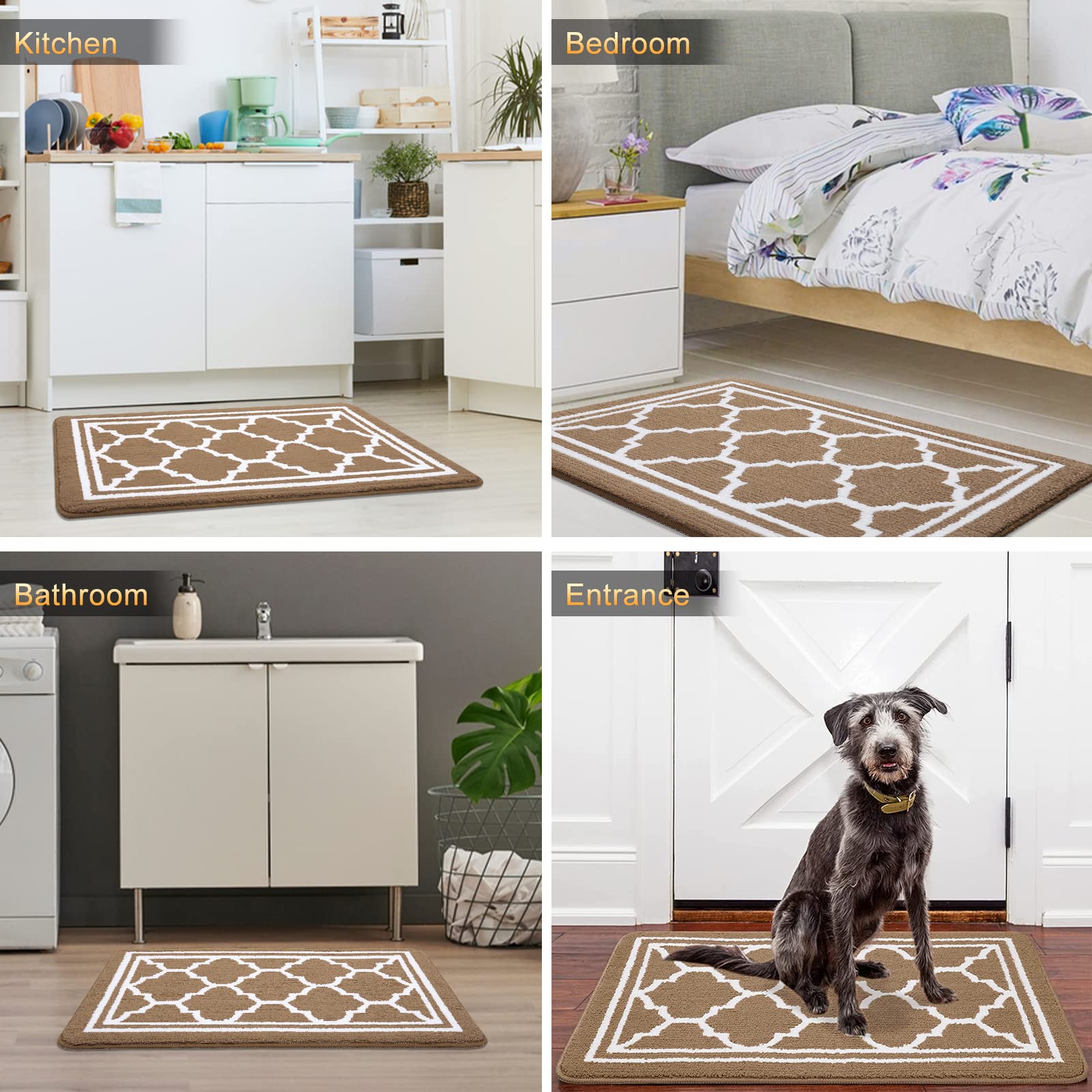 Premium Buganda Large Indoor Door Mat - Super Absorbent & Dirt-Resistant, Non-Slip Low Profile Floor Mat for Entryway, Front & Back Doors (71x47 Inches, Brown) - Perfect for Home, Office & Apartment Entrances