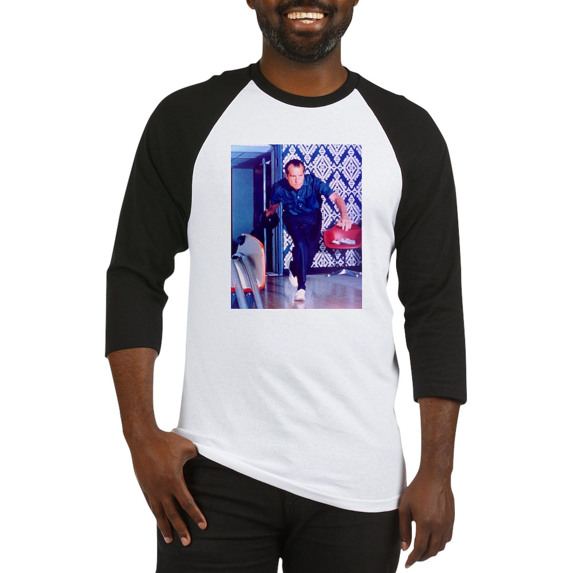 Nixon Bowling Baseball Jersey for Men - 3/4 Raglan Sleeve Cotton Shirt | Vintage Style Sports Apparel for Bowling, Baseball Games & Casual Wear
