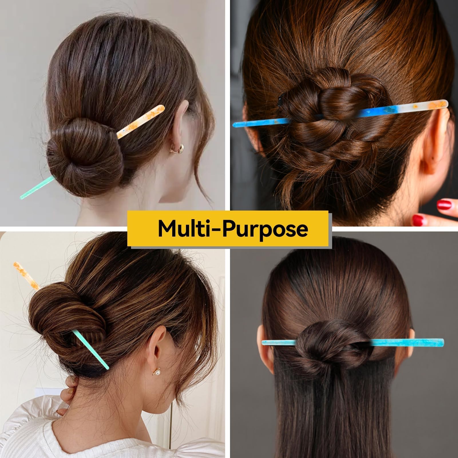 10PCS Silicone Resin Hair Clip & Hair Stick Molds for Epoxy Jewelry Making - DIY Hairpin Molds for Women, Crafting Hair Accessories (Perfect for Wedding, Party, and Gift Use)