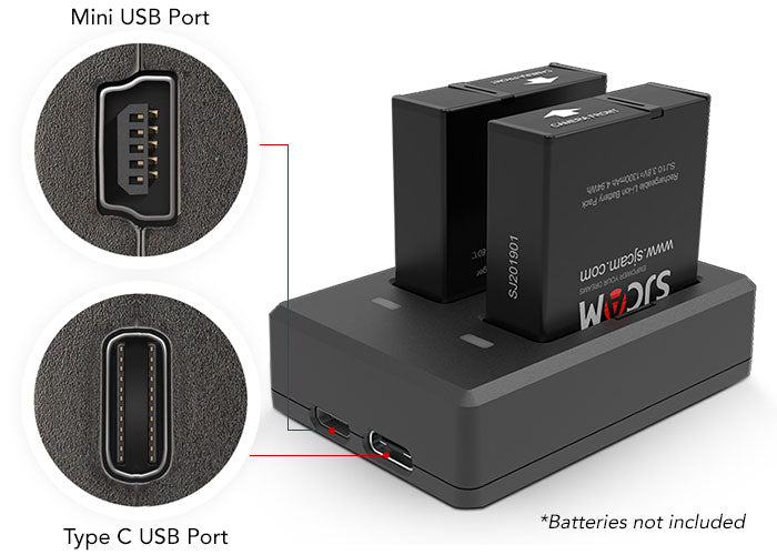 Dual Slot Battery Charger for SJCAM SJ10 Action Camera - Fast Charging for 2 Batteries | Perfect for Travel, Outdoor Adventures & Vlogging