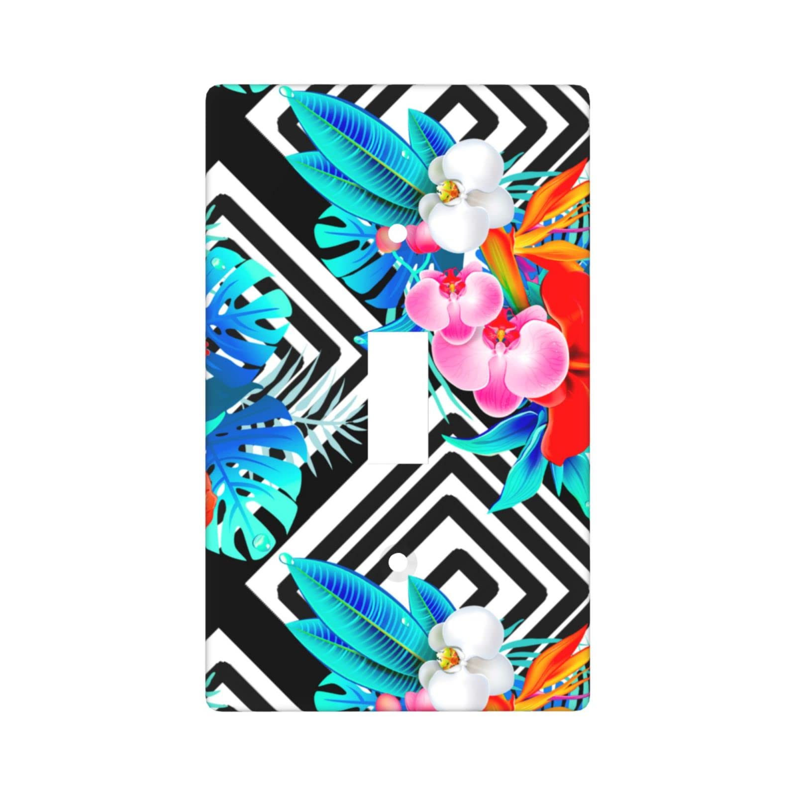Floral Geometric Pattern Plastic Wall Plate Cover - Decorative Light Switch Cover for Home, Bedroom, Living Room & Office Decor