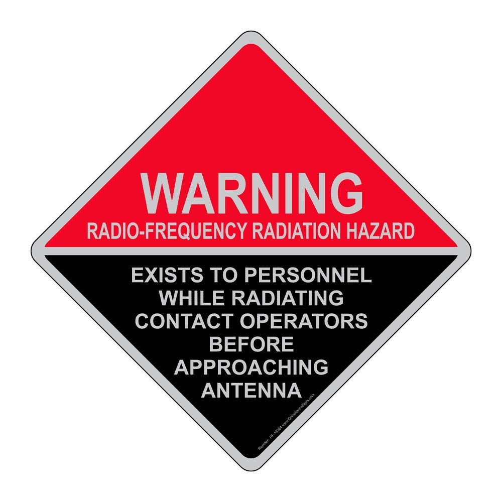 Warning Radio-Frequency Radiation Hazard Sign - 18x18 Inch Aluminum Safety Sign for RF Radiation Areas - OSHA Compliant Workplace Safety Sign for Industrial Facilities, Laboratories & Power Plants