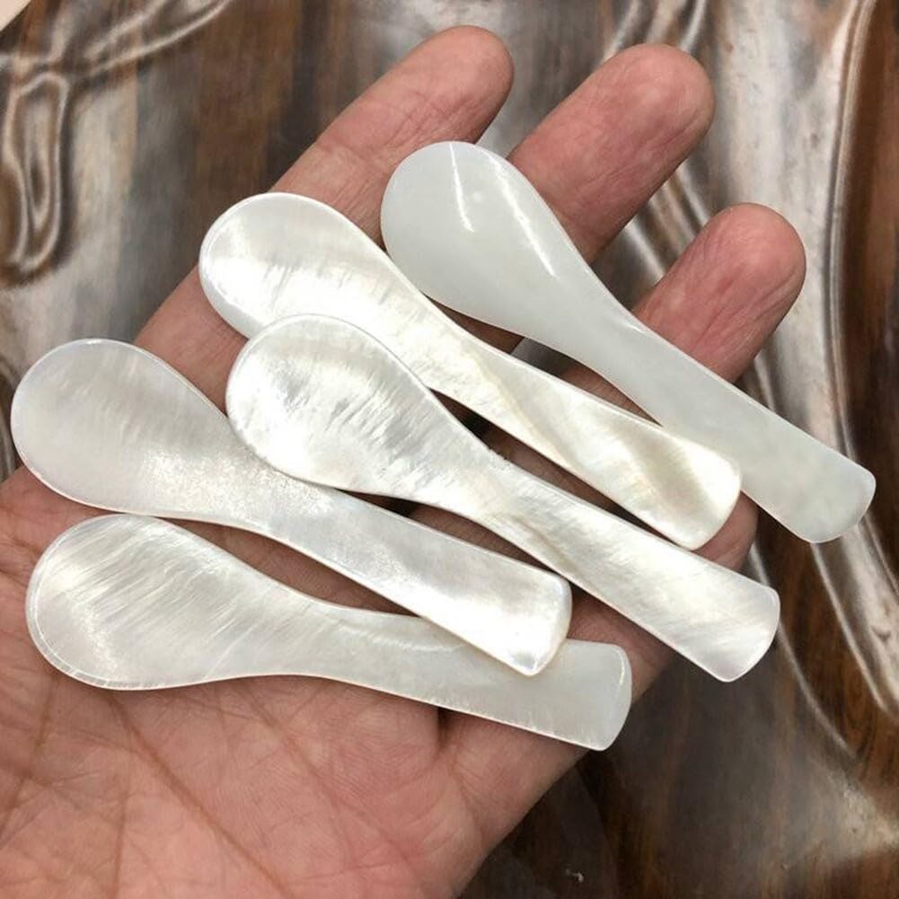Premium 5-Piece Caviar Spoons Set - Mother of Pearl Shell Spoons with Round Handle for Caviar, Eggs, Ice Cream & Coffee - Elegant Restaurant Serving Utensils for Fine Dining, Parties & Gourmet Food Presentation