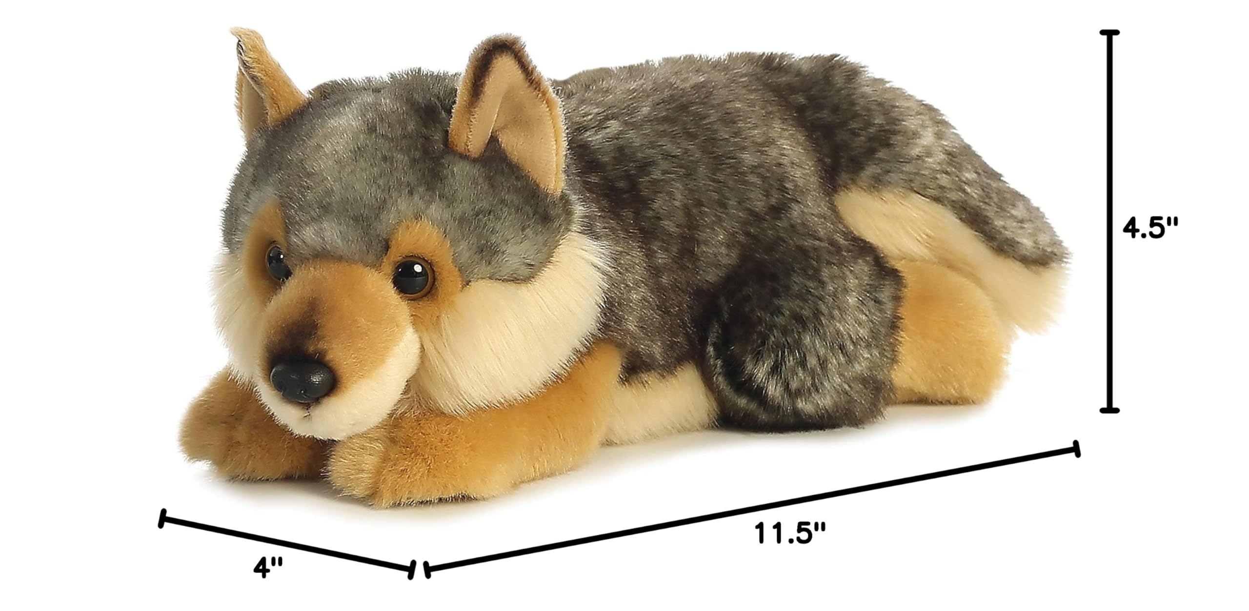 Aurora® Realistic Miyoni® Lying Wolf Plush Toy - 11