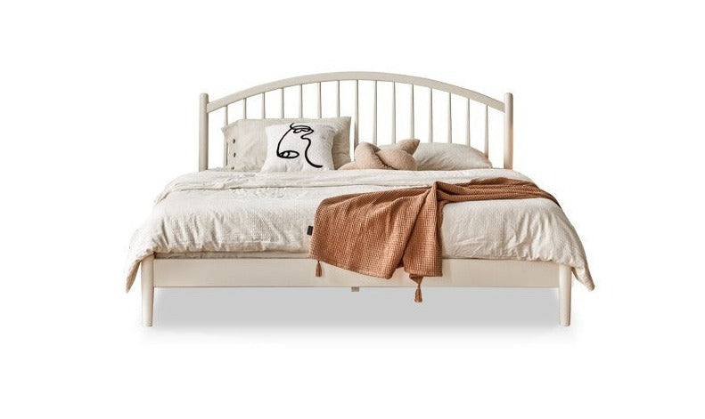 Solid Wood Bed Frame - Beech or Poplar - Queen/King Size - Modern & Sturdy Design for Bedroom, Guest Room, or Dorm - Free Shipping & Easy Assembly