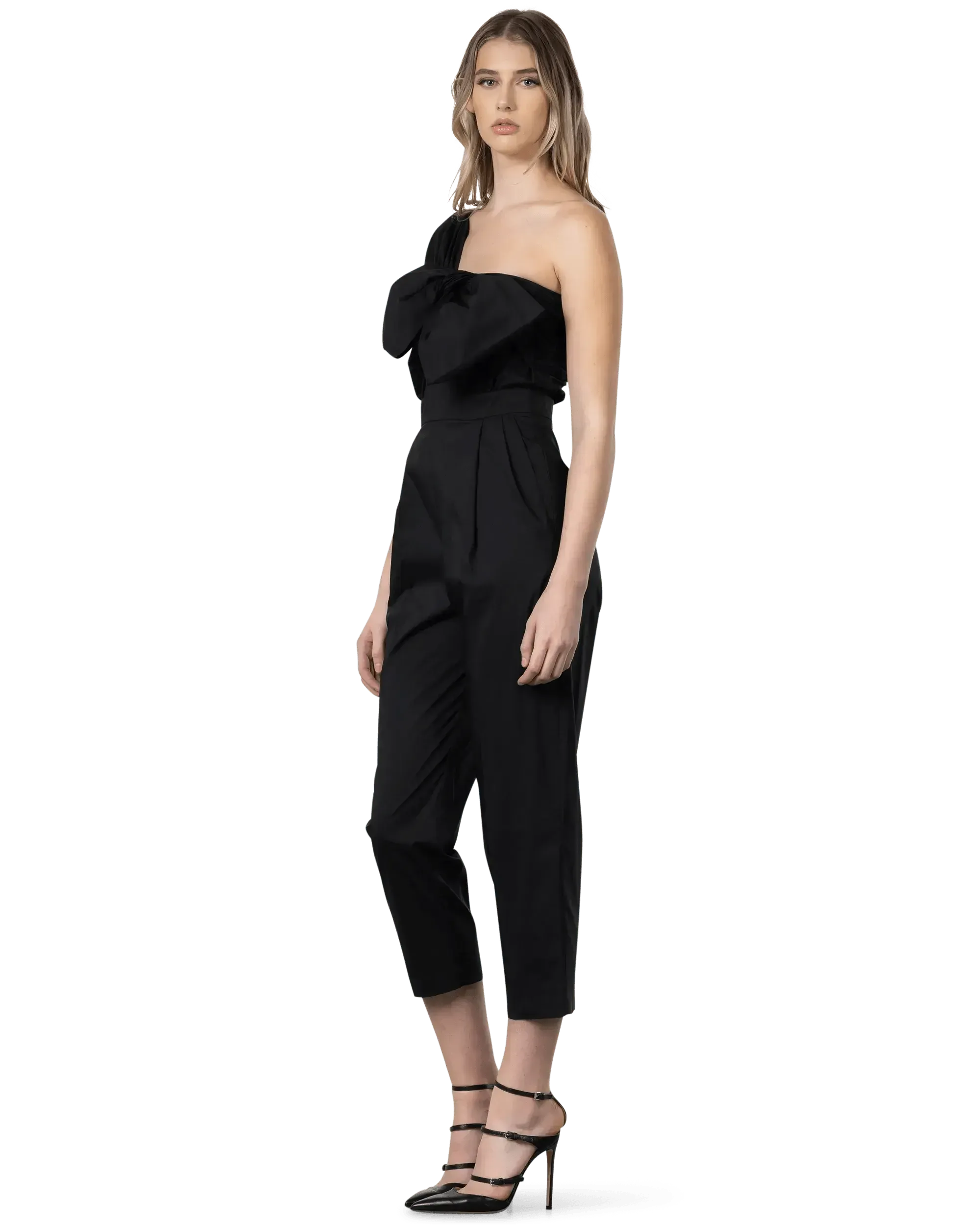 Elegant Bow Detailed One Shoulder Jumpsuit for Women - Chic Party Outfit & Special Occasion Wear