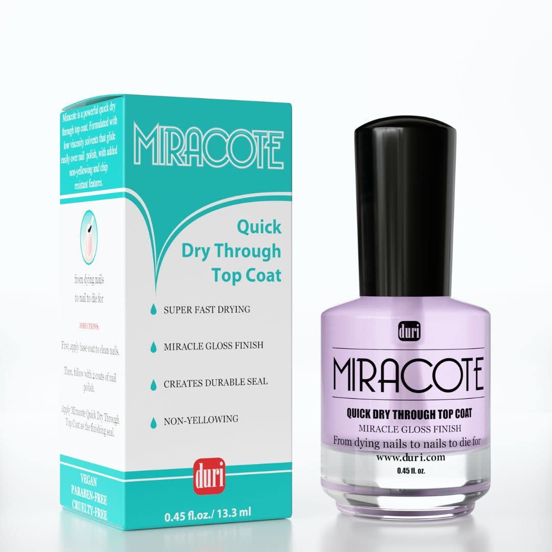 Miracle Gloss Top Coat - Quick Dry, Non-Yellowing, Long Lasting for Nail Polish Protection - Salon & Home Use