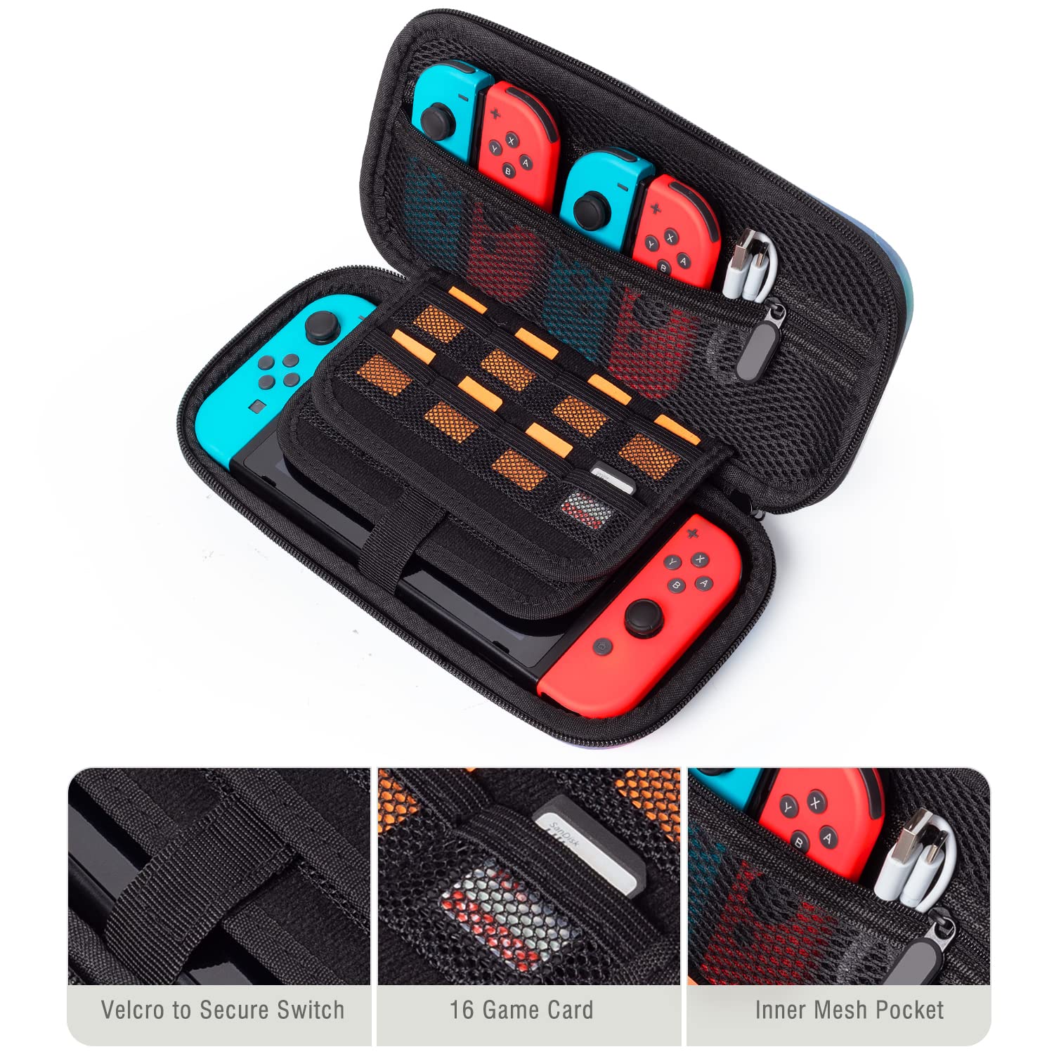 Lokigo Nintendo Switch OLED Case - Hard Shell Travel Carrying Case for Nintendo Switch & Switch OLED - Portable Pouch Bag with 16 Game Card Slots - Protective Cover for Boys & Girls - Perfect for Travel, Commuting & Gaming On-The-Go - Sunflower Design