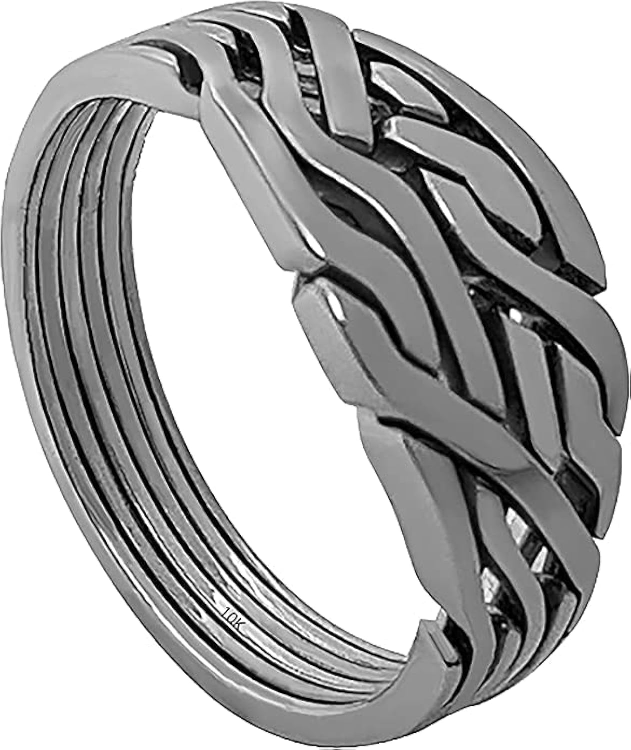 925 Sterling Silver Handmade Turkish Puzzle Ring - Loopy Six Design Interlocking Knot Friendship Ring for Men & Women | Perfect Gift for Anniversaries, Weddings & Special Occasions