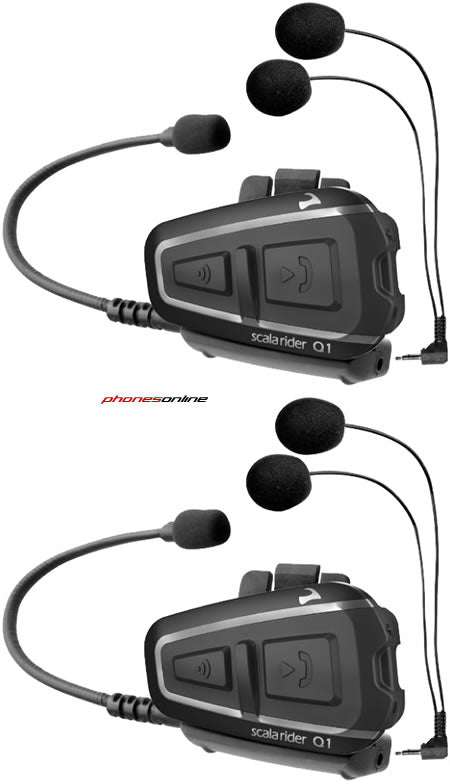 Cardo Scala Rider Q1 Teamset - Bluetooth Motorcycle Headset for Hands-Free Communication | Perfect for Group Rides & Long-Distance Motorcycle Tours
