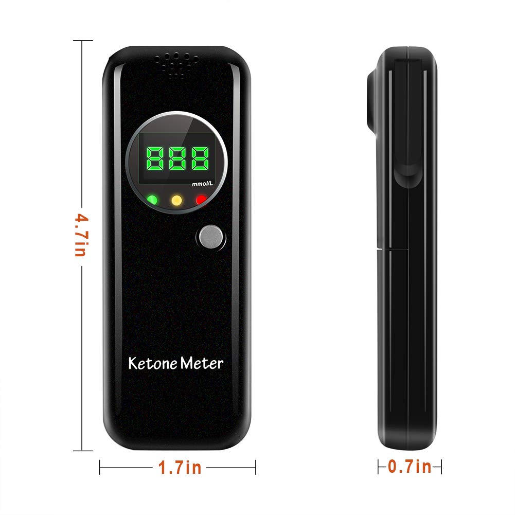 Professional Portable Ketone Breath Meter - Digital Ketone Breathalyzer with 10 Disposable Mouthpieces for Ketosis Testing | Perfect for Keto Diet, Weight Loss & Diabetes Management