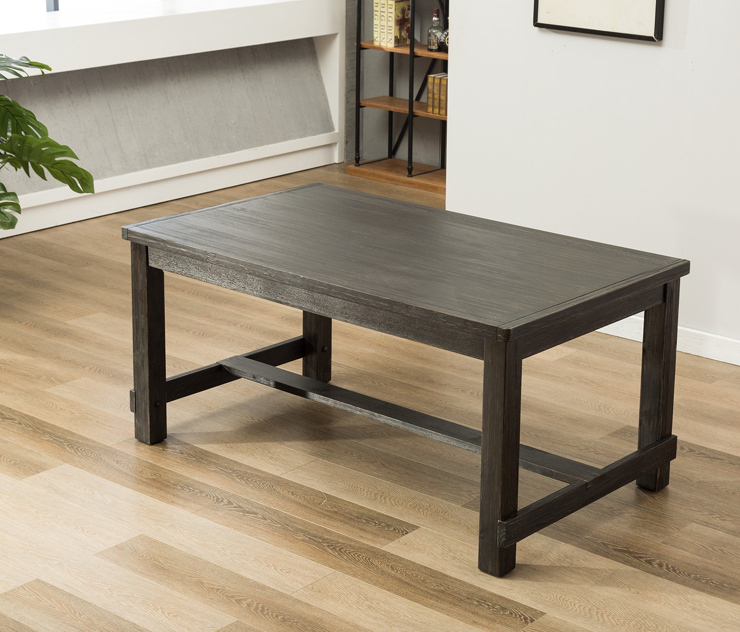 Roundhill Furniture Lotusville Antique Rectangular Wood Dining Table - Solid Wood Farmhouse Style Kitchen Table for 6 - Perfect for Dining Rooms, Kitchens & Rustic Home Decor
