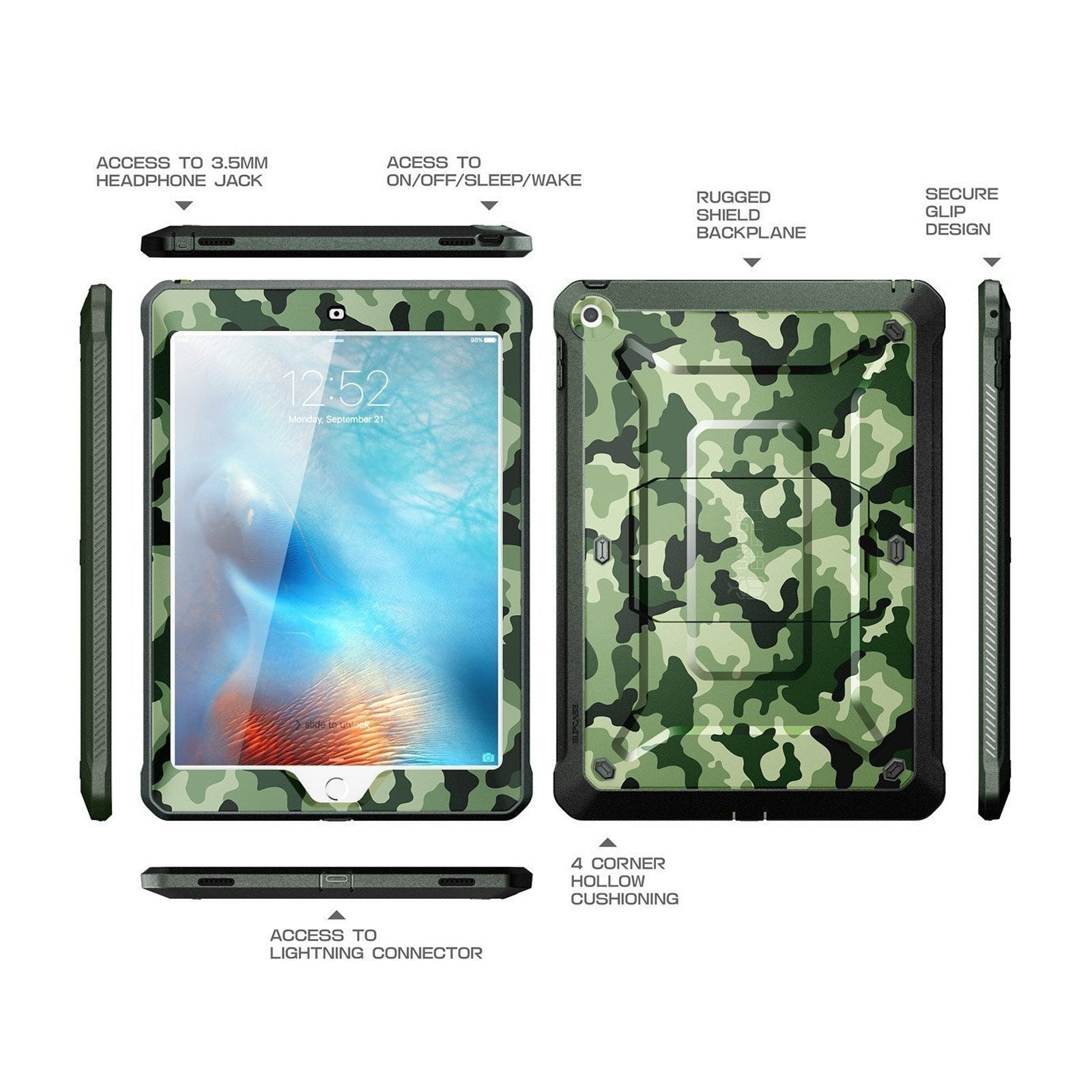 iPad 9.7 Inch Unicorn Beetle Pro Full Body Protective Case - Shockproof & Drop Proof Cover for iPad 6th/5th Generation - Perfect for School, Work & Outdoor Use (Green)