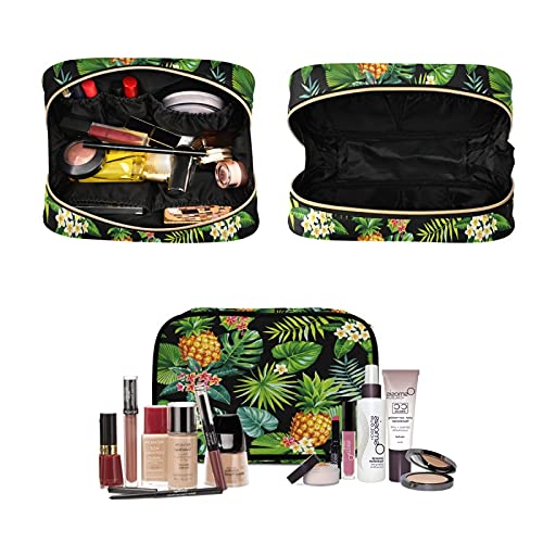 MNSRUU Hanging Travel Toiletry Bag Set - 3 PCS Clear Makeup Organizer with Tropical Hawaiian Pineapple & Palm Leaf Design | Perfect for Vacation, Beach Trips & Cosmetic Storage