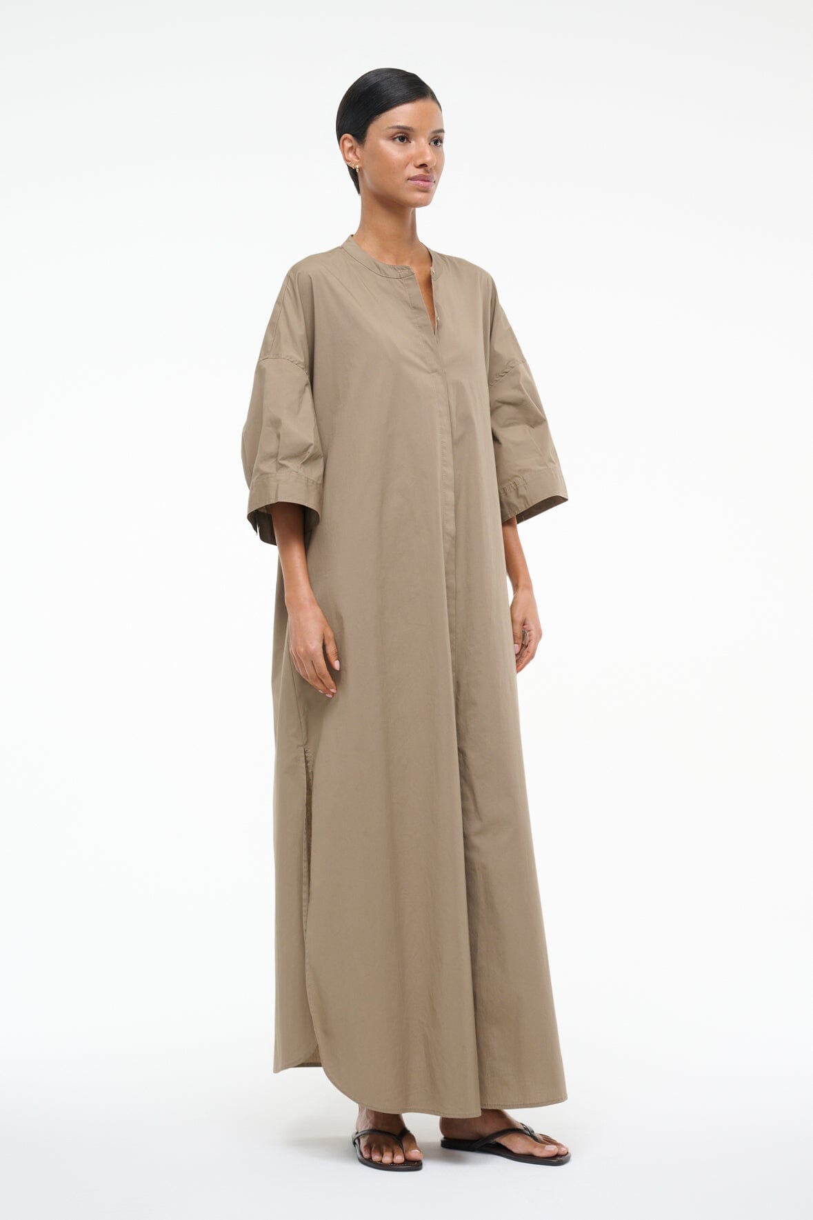 Enzo Maxi Dress in Taupe - Elegant Long Flowy Dress for Women, Perfect for Summer, Beach, and Casual Outings