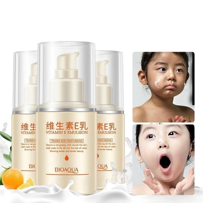 Korean Glass Skin Emulsion with Vitamin E - Brightening & Hydrating Face Moisturizer for Glowing, Acne Scar-Free Skin | Day & Night Skincare Routine