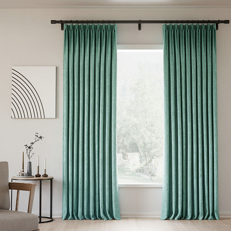 Pinch Pleated Blackout Curtains - 100% Linen Thermal Insulated Drapes for Bedroom & Living Room - Modern Custom Window Treatments in Natural Sand Beige - Noise Reducing & Light Blocking for Better Sleep & Home Decor
