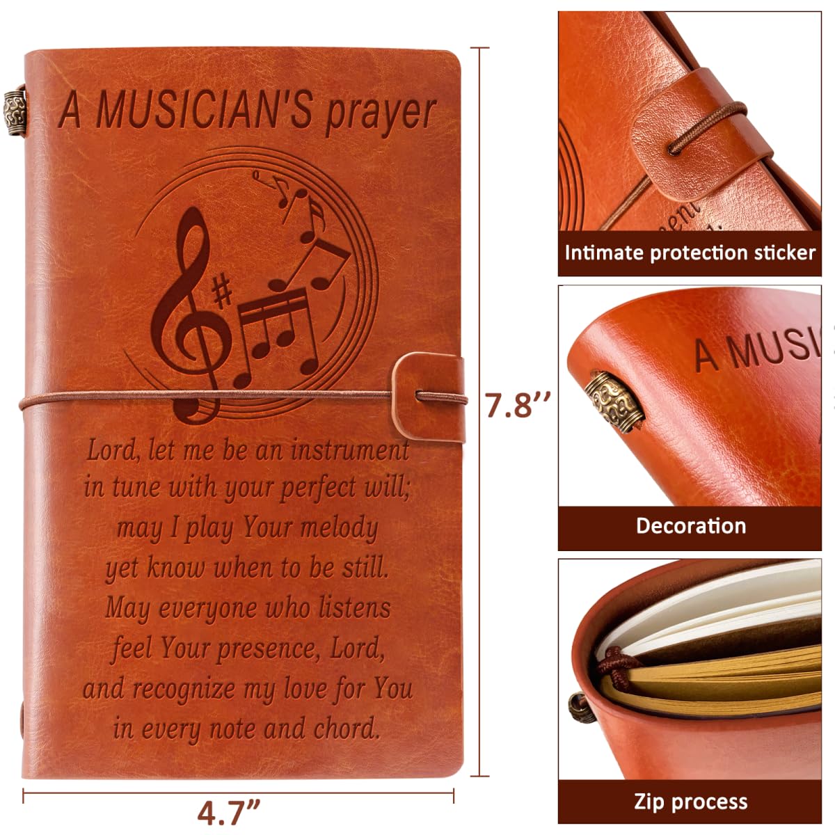 Music Teacher Gifts - Leather Journal Notebook for Women & Men - Perfect for Birthday, Graduation, Christmas