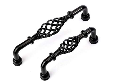 Vintage Black Pull Knob - 1Pc Kitchen Cabinet Door Handle, Dresser Drawer Pull, Bar Birdcage Knob Hardware (96mm) - Perfect for Farmhouse, Industrial & Vintage Style Home Decor